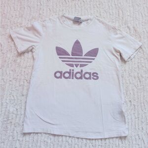 Adidas White and Purple Logo T-Shirt